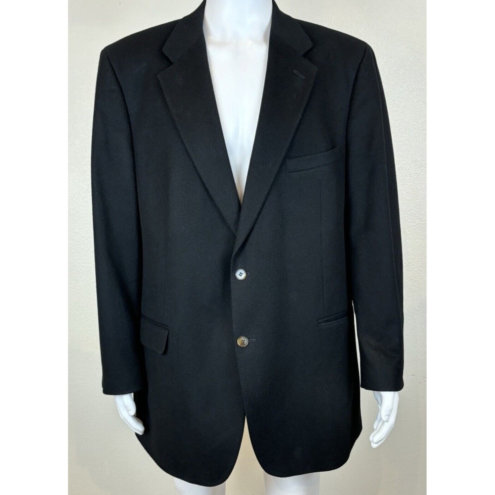 Lord & Taylor 100% Cashmere Blazer Coat Mens 46L Black Single Vent Sport Coat